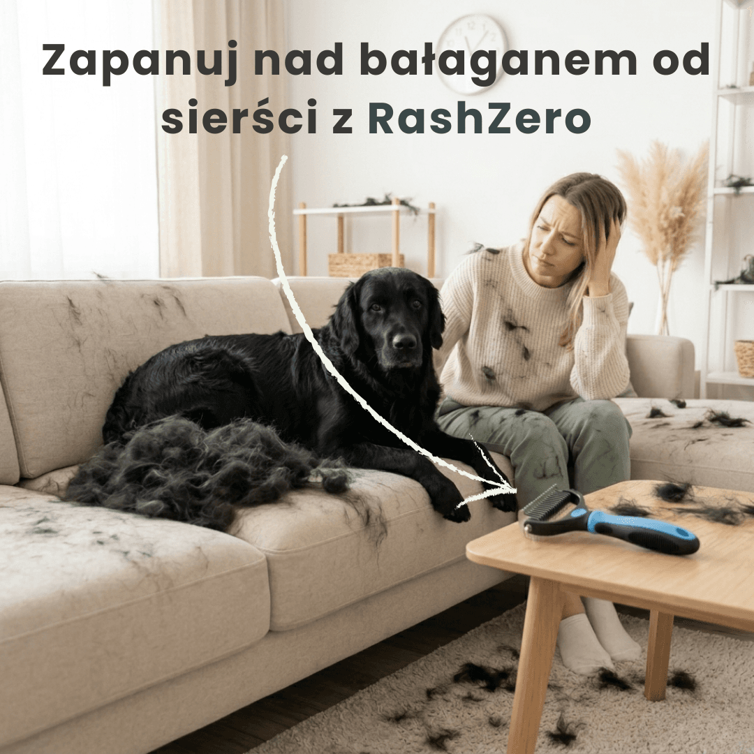 RashZero - szczotka dla psów w technologii SkinSafe usuwa 99% luźnego futra