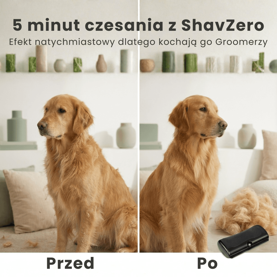 ShavZero - szczotka dla psów w technologi NickFree usuwa 99% luźniego futra
